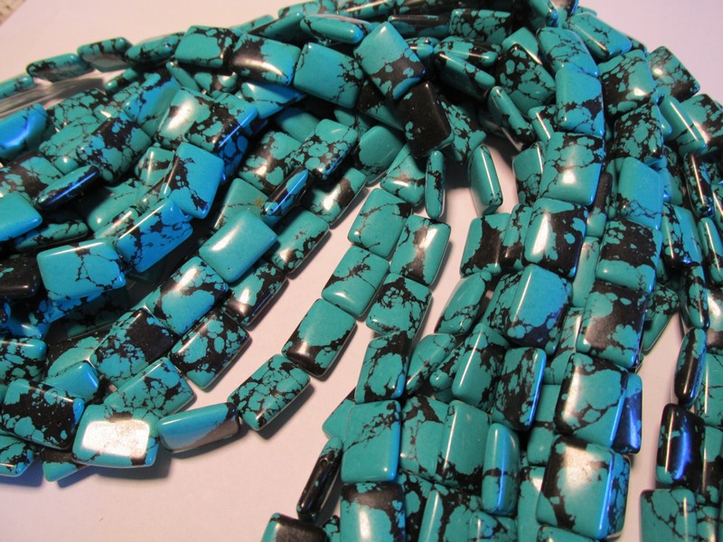(image for) Turquoise and black rectangle beads #1501